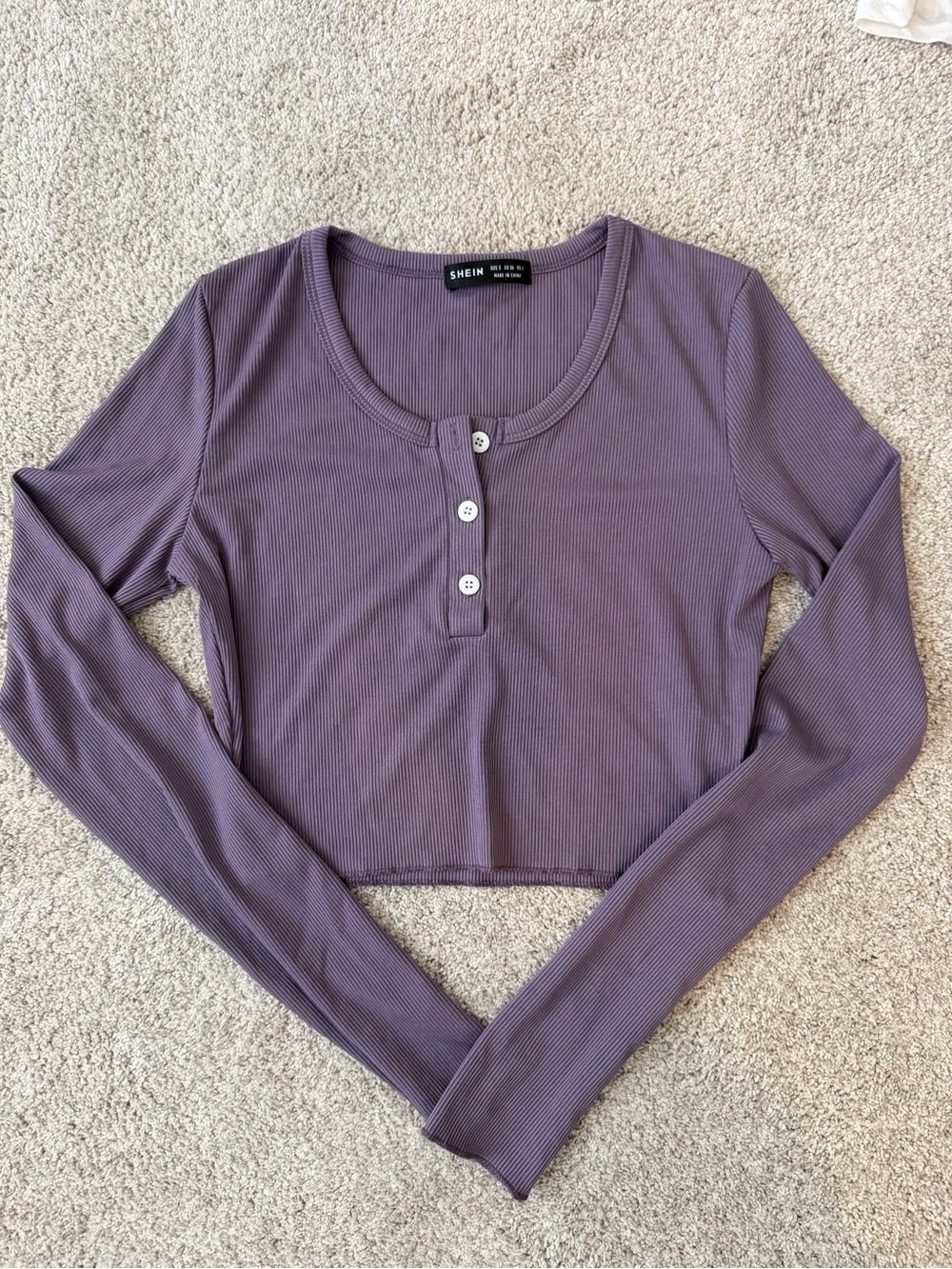 Lavender Ribbed Long Sleeve Crop Top